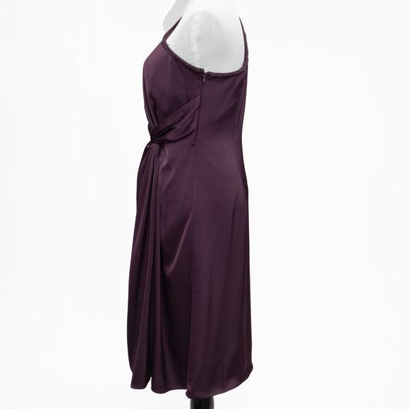 Aidan Mattox Rich Shiraz One-Shoulder Knotted Midi-Dress Size 6 - Picture 2 of 12